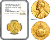 Sweden, Gold Medal, Alfred Nobel, Nobel Committee Medal Physics & Chemistry 1960, By E. Lindberg (20g, Ø27mm) Eskilstuna Mint, Ehrensvard-21, NGC MS65...