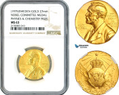 Sweden, Gold Medal, Alfred Nobel, Nobel Committee Medal Physics & Chemistry 1975, By E. Lindberg (20g, Ø27mm) Eskilstuna Mint, Ehrensvard-21, NGC MS63...