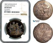 Switzerland, Lugano shooting Festival, "Shooting Taler" 5 Francs 1883, Silver, KM# X S16, NGC AU Details "Cleaned"