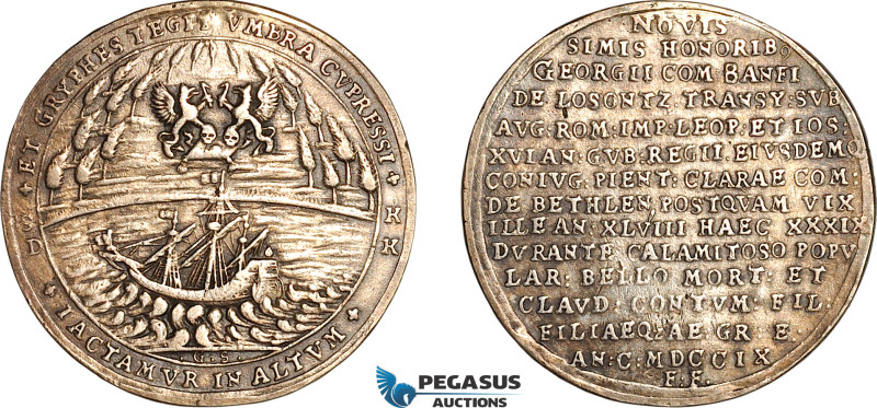 Transylvania (Siebenbürgen), Georg Banfi von Losontz, 1/2 Medallic Taler 1709, O...