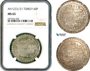 Turkey, Ottoman Empire, Mahmud II, 60 Para AH1223//21, Kostantiniye Mint, Silver, KM# 580, As struck! Fantastic toning! NGC MS65, Top Pop and single f...