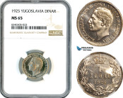 Yugoslavia, Alexander I, 1 Dinar 1925, Brussels Mint, KM# 5, NGC MS65