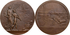 1923 New Centre Market, Newark, New Jersey Medal. By Julio Kilenyi and J. Hansen. Bronze. Choice Mint State.
63 mm. Obv: Two figures to the left, the...