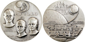 1971 Apollo 14 Art Medal. By Ralph J. Menconi. Silver. Edge No. 6231. Mint State.
64 mm. 147.45 grams, .999 fine, 4.73 troy ounces ASW. Obv: Busts an...