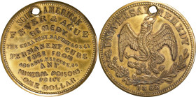 NEW YORK. New York. 1865 South American Fever & Ague Remedy. Bowers-NY-7680, Rulau-625. Brass. Extremely Fine, Holed.
38 mm.