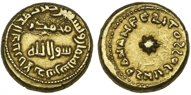 ARAB-LATIN, TEMP. SULAYMAN (96-99h) Gold solidus/dinar, al-Andalus 98h Obverse: ...