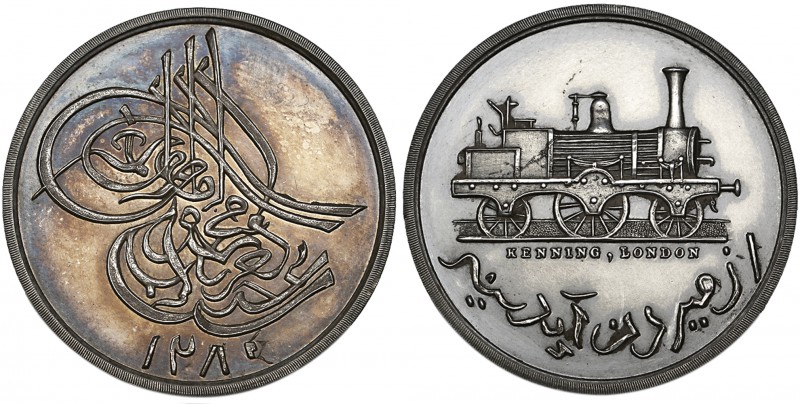 OTTOMAN, ‘ABD AL-‘AZIZ (1277-1293h) Silver medal, by Kenning, for the Opening of...