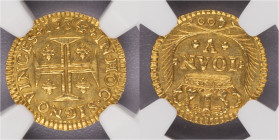 D.João V - Cruzado Novo (Pinto) 1734, NGC MS64, A.G:85.14, Coroa de 5 Arcos, Raro neste estado de conservação, 44,00gr