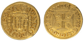 D.João V - Quartinho (1000 Réis) 1714, MBC-, A.G:88.10, Coroa de 4 Arcos, 2,49gr