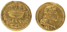 D.João V - Cruzadinho (400 Réis) 1734 Rio Janeiro, MBC-, A.G:107.01, Corte na serrilha ás 12h, 0,90gr