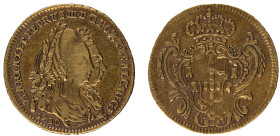 D.Maria I e D.Pedro III - 1/2 Escudo (800 Réis) 1780, MBC, A.G:21.03, 1,67gr