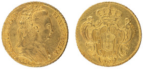 D.Maria I - Peça 1791 (6400 Réis) Rio Janeiro, MBC+, A.G:33.04, 14,34gr