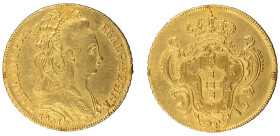 D.Maria I - Peça 1801 (6400 Réis) Rio Janeiro, MBC, A.G:33.22, EX-Jóia, 14,27gr