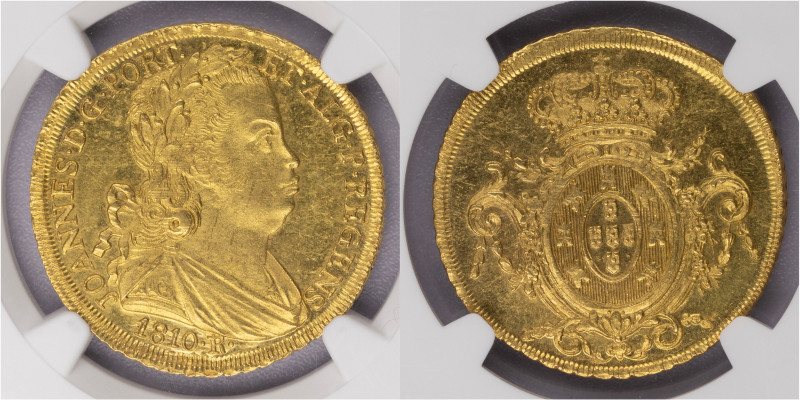 D.João Príncipe Regente - Peça 1810 (6400 Réis) Rio Janeiro, NGC MS63, A.G:33.14...