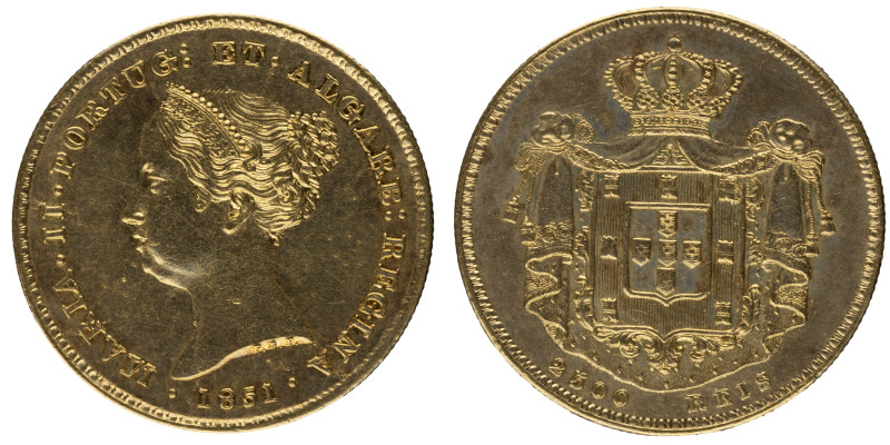 D.Maria II - 2500 Réis 1851, MBC+, A.G:43.01, 4,48gr