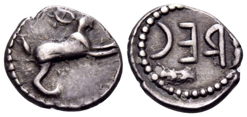 BRUTTIUM. Rhegion. Circa 480-462 BC. Obol (Silver, 10 mm, 0.69 g, 9 h). Hare lea...