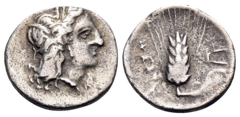 LUCANIA. Metapontum. Circa 325-275 BC. Diobol (Silver, 12 mm, 0.77 g, 11 h). Hea...