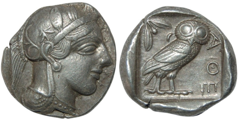 Attica, Athens AR Tetradrachm
Obv. Head of Athena to right, wearing crested Atti...