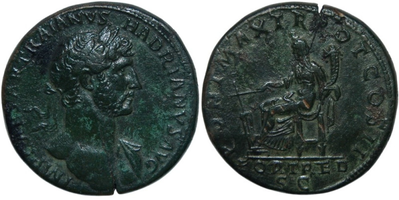 Hadrian Sestertius
Obv. IMP CAESAR TRAIANVS HADRIANVS AVG, laureate and draped (...
