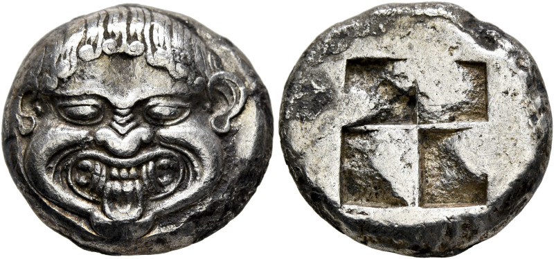 MACEDON. Neapolis. Circa 500-480 BC. Stater (Silver, 19 mm, 9.81 g). Facing gorg...