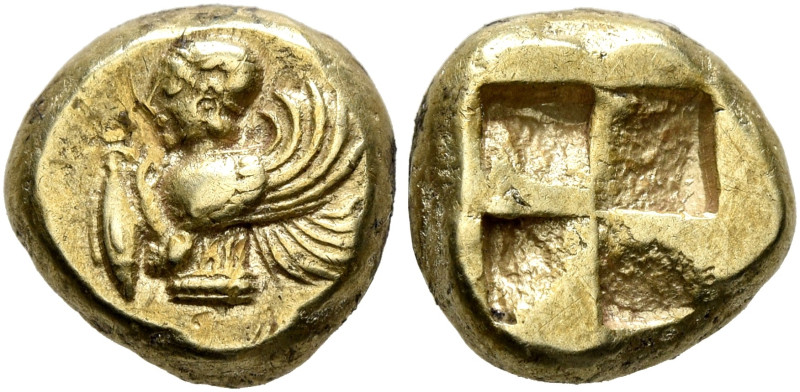 MYSIA. Kyzikos. Circa 550-450 BC. Hekte (Electrum, 10 mm, 2.74 g). Half-length f...