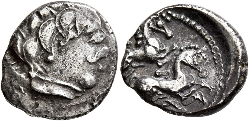 NORTHWEST GAUL. Carnutes. 1st century BC. Drachm (Silver, 17 mm, 3.35 g, 9 h). C...