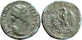 THRACE. Apollonia Pontica. Faustina Junior, Augusta, 147-175. Triassarion (?) (Bronze, 27 mm, 9.84 g, 7 h), circa 147-161. ΦΑΥϹΤΕΙΝΑ ϹΕΒΑϹΤΗ Draped bu...