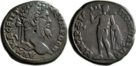 THRACE. Philippopolis. Septimius Severus, 193-211. Tetrassarion (Bronze, 29 mm, 18.63 g, 6 h), circa 209-210. ΑΥΤ Κ Λ CΕΠT CΕYΗΡΟC Π Laureate head of ...