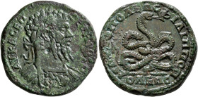 THRACE. Philippopolis. Septimius Severus, 193-211. Tetrassarion (Bronze, 30 mm, 16.83 g, 12 h), circa 210-211. ΑΥ Κ Λ CΕΠ CΕYΗΡΟC Π Laureate and cuira...