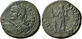 THRACE. Philippopolis. Caracalla, 198-217. Tetrassarion (Bronze, 31 mm, 19.47 g, 12 h), 209-210. AYΤ K M AYPΗ ANTΩИIИOC Laureate, draped and cuirassed...