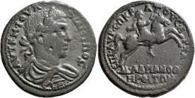 MYSIA. Hadrianotherae. Philip I, 244-249. Tetrassarion (Bronze, 36 mm, 22.33 g, 6 h), Aurelius Sokrates, archon. ΑΥΤ Κ Μ ΙΟΥΛ ΦΙΛΙΠΠΟϹ Laureate, drape...