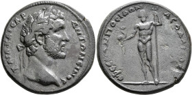 IONIA. Ephesus. Antoninus Pius, 138-161. Hexassarion (Bronze, 37 mm, 25.72 g, 6 h). Τ ΑΙΛ ΚΑΙϹΑΡ ΑΝΤΩΝЄΙΝΟϹ Laureate head of Antoninus Pius to right. ...