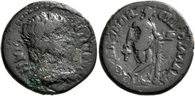 LYDIA. Sala. Antinoüs, died 130. Assarion (Orichalcum, 21 mm, 5.50 g, 8 h), G. Valerius Andronikos, magistrate. HPΩC ANTINOOC Bare-headed and draped b...