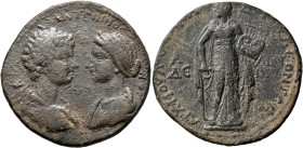 CARIA. Alinda. Caracalla, with Plautilla, 198-217. Hexassarion (Bronze, 36 mm, 15.29 g, 7 h), M. Ulpius Uliades, magistrate, circa 202-203. [AY K M] A...