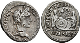 Augustus, 27 BC-AD 14. Denarius (Silver, 20 mm, 3.58 g, 1 h), Lugdunum, 2 BC-AD 4. CAESAR AVGVSTVS DIVI F PATER PATRIAE Laureate head of Augustus to r...