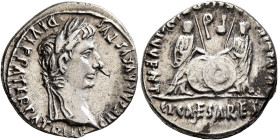 Augustus, 27 BC-AD 14. Denarius (Silver, 19 mm, 3.79 g, 3 h), Lugdunum, 2 BC-AD 4. CAESAR AVGVSTVS DIVI F PATER PATRIAE Laureate head of Augustus to r...