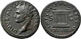 Divus Augustus, died AD 14. As (Copper, 30 mm, 11.08 g, 5 h), restitution issue, Rome, struck under Titus, 80-81. DIVVS•AVGVSTVS•PATER Radiate head of...