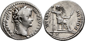 Tiberius, 14-37. Denarius (Silver, 19 mm, 3.81 g, 8 h), Lugdunum, group 1, circa 15-18. TI CAESAR DIVI AVG F AVGVSTVS Laureate head of Tiberius to rig...