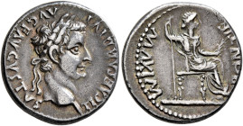 Tiberius, 14-37. Denarius (Silver, 19 mm, 3.81 g, 5 h), Lugdunum, group 4, circa 18-35. TI CΑESΑR DIVI ΑVG F ΑVGVSTVS Laureate head of Tiberius to rig...