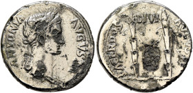 Antonia Minor, Augusta, 37 and 41. Denarius (Subaeratus, 20 mm, 3.36 g, 4 h), a contemporary imitation. Irregular mint, imitating Rome, after 41-42. A...