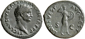 Claudius, 41-54. As (Copper, 29 mm, 10.72 g, 6 h), restitution issue, Rome, struck under Titus, 80-81, Rome. TI CLAVDIVS CAESAR AVG P M TR P P P Bare ...