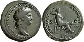 Nero, AD 54-68. Dupondius (Orichalcum, 31 mm, 16.12 g, 6 h), Lugdunum, circa 64. NERO CLAVD CAESAR AVG GER P M [TR P IMP P P] Radiate head of Nero to ...