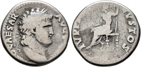 Nero, 54-68. Denarius (Silver, 18 mm, 3.18 g, 6 h), Rome, circa 64-65. [NER]O CAESAR AVGV[STVS] Laureate head of Nero to right. Rev. IVPP[ITER] CVSTOS...