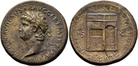 Nero, 54-68. Sestertius (Orichalcum, 34 mm, 27.78 g, 6 h), Lugdunum, circa 65. NERO CLAVD CAESAR AVG GER P M TR P IMP P P Laureate head of Nero to lef...