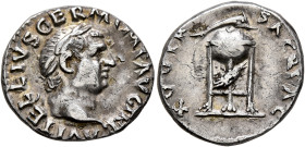 Vitellius, 69. Denarius (Silver, 18 mm, 3.21 g, 8 h), Rome, late April-20 December 69. A VITELLIVS GERM IMP AVG TR P Laureate head of Vitellius to rig...