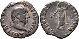 Vitellius, 69. Denarius (Silver, 18 mm, 3.11 g, 6 h), Rome, late April-20 December 69. A VITELLIVS GERM IMP AVG TR P Laureate head of Vitellius to rig...