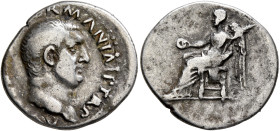 Vitellius, 69. Denarius (Silver, 19 mm, 3.11 g, 7 h), Rome, 19 April-20 December 69. A [VITELLIVS GE]RMAN IMP TR P Laureate head of Vitellius to right...