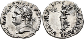 Vespasian, 69-79. Denarius (Silver, 18 mm, 3.28 g, 6 h), uncertain mint in Spain, circa 69-70. IMP CAESAR VESPASIANVS AVG Laureate head of Vespasian t...