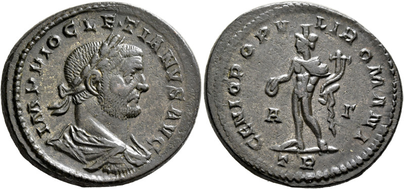 Diocletian, 284-305. Follis (Silvered bronze, 28 mm, 11.24 g, 11 h), Treveri, ci...