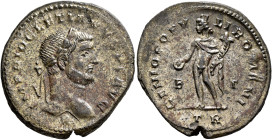 Diocletian, 284-305. Follis (Silvered bronze, 29 mm, 10.11 g, 12 h), Treveri, circa 296-297. IMP DIOCLETIANVS P F AVG Laureate head of Diocletian to r...